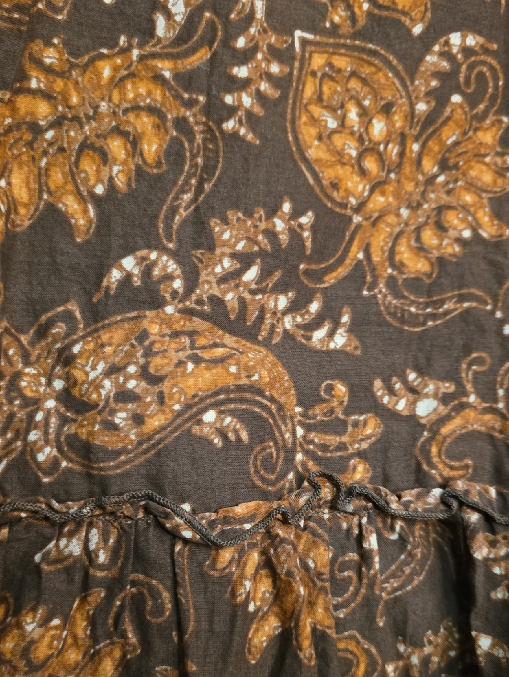 Liz Claiborne Villager Brown Orange Paisley Tiered Maxi Skirt Boho Peasant Indie - Picture 3 of 8